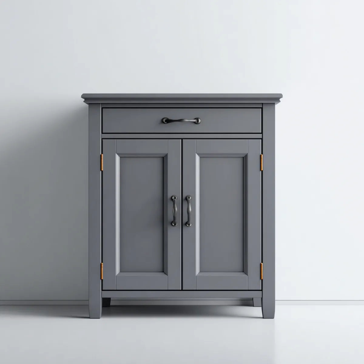 Szafka, Szara szafka do przechowywania łazienek w prostokątnym MDF 80 x 40 x 90 cm z 2 drzwiami i 1 szufladą