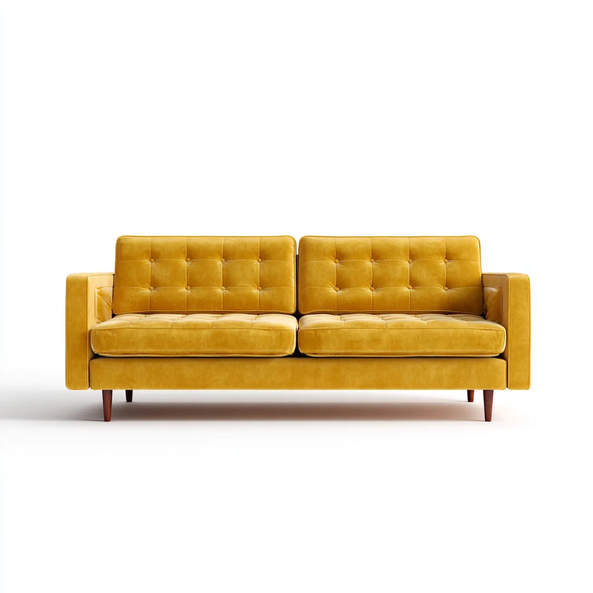Sofa, 2 fotela żółta musztarda w prostokątnym poliestrowym aksamicie 180 x 85 x 82 cm