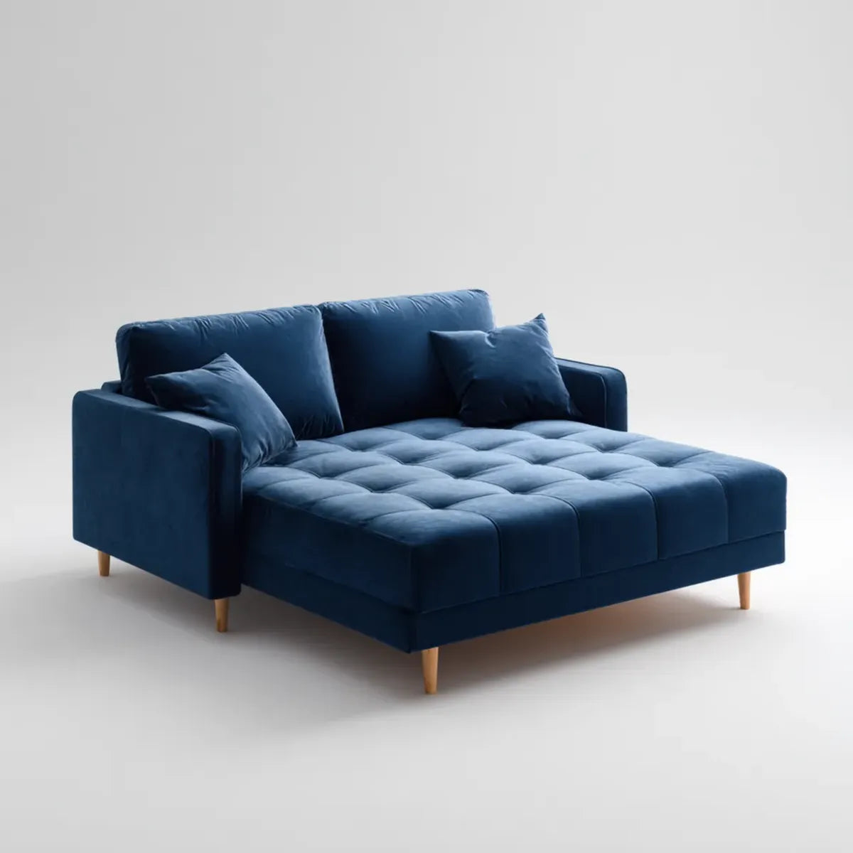 Sofa, 2 fotele rozkładana sofa granatowy 190 x 125 x 82 cm prostokątna poliester aksamit