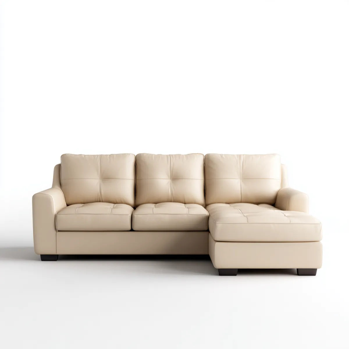Sofa, 3 fotela rozkładana kanapa beżowa 250 x 160 cm syntetyczna skórzana pokrywa PU kształt L