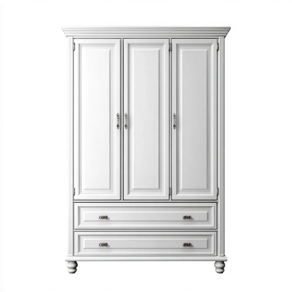 Szafa 3-drzwiowa 2 szuflady biały 150 x 60 x 220 cm prostokątna MDF