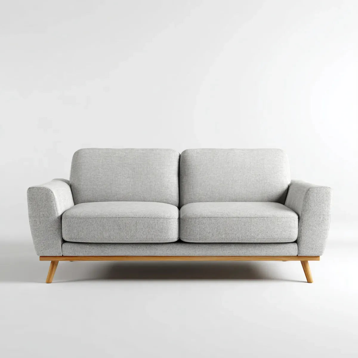 Sofa, 2 fotela sofa jasnoszara 150 x 82 x 82 cm poliester i hevea stały prostokątna