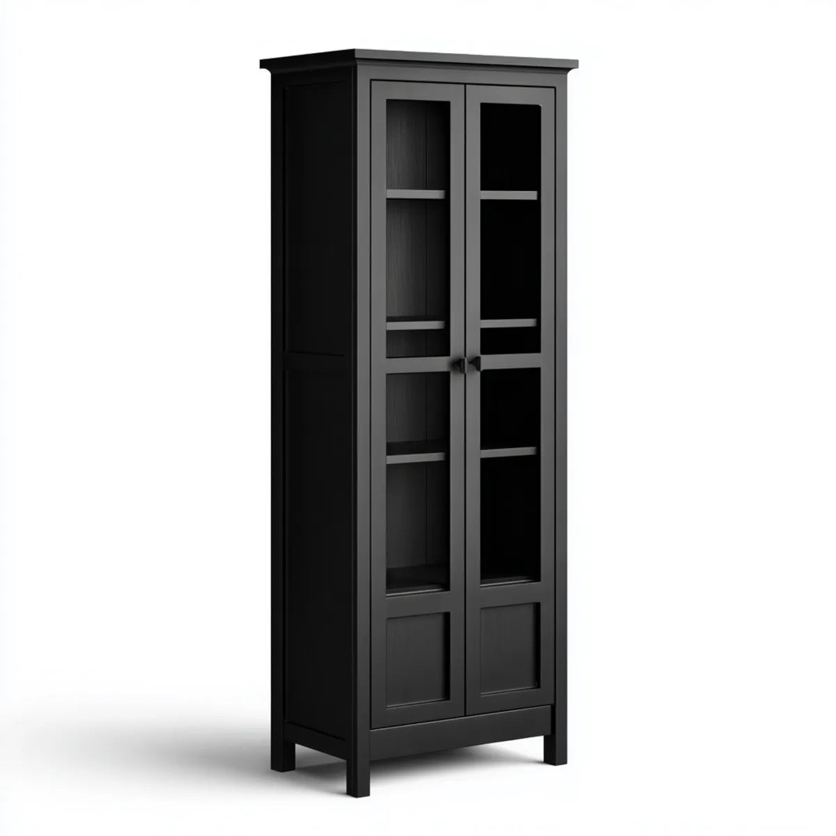 Szafka do przechowywania czarnej łazienki 60 x 35 x 170 cm MDF z 2 szklanymi drzwiami