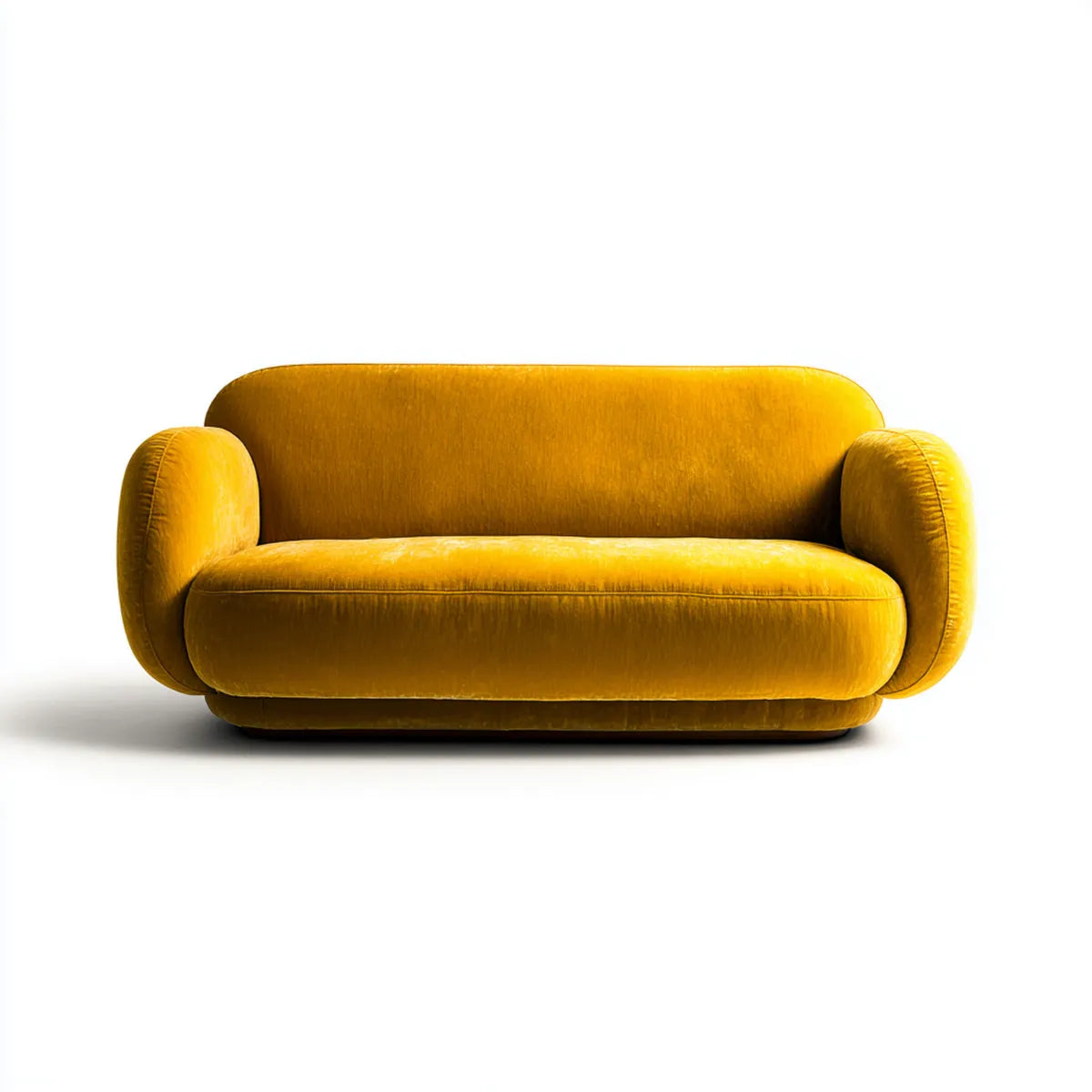 Sofa, 2 fotela żółta sofa musztardowa w poliestrowym aksamicie 170 x 90 x 75 cm okrągły kształt