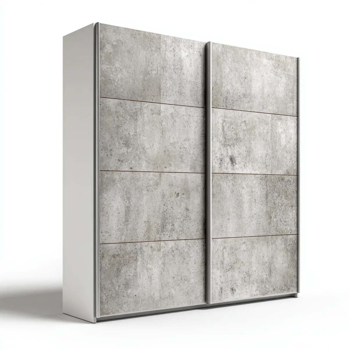 Szafa z 2 drzwiami przesuwne szary beton i biały 180 x 60 x 220 cm w prostokątnej melaminy