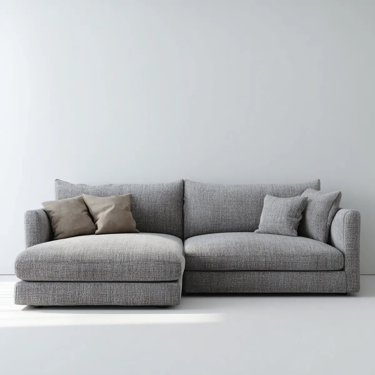 Sofa, 3 fotela poliestrowa szara sofa z lewym narożnikiem 280 x 160 x 85 cm