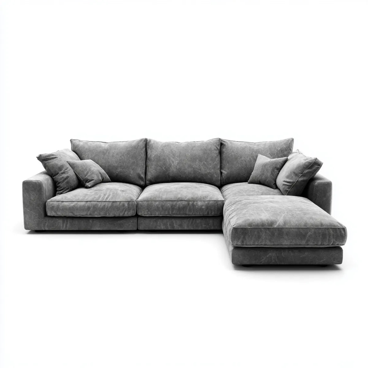 Sofa, Kanapa narożna z szezlongiem z ciemnoszarym barwą 290 x 165 x 85 cm prostokątna poliestrowy aksamit