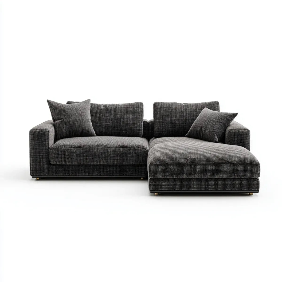 Sofa, Antracyt z narożnikiem z tapicerką poliestrową o kształcie litery 250 x 160 x 85 cm
