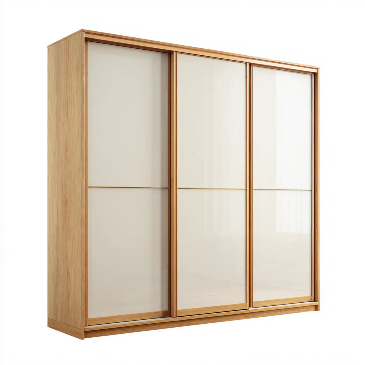Szafa, Drzwi pływające Dąb naturalny Przyroda z mlekiem szkło 240 x 60 x 220 cm 3- drzwi