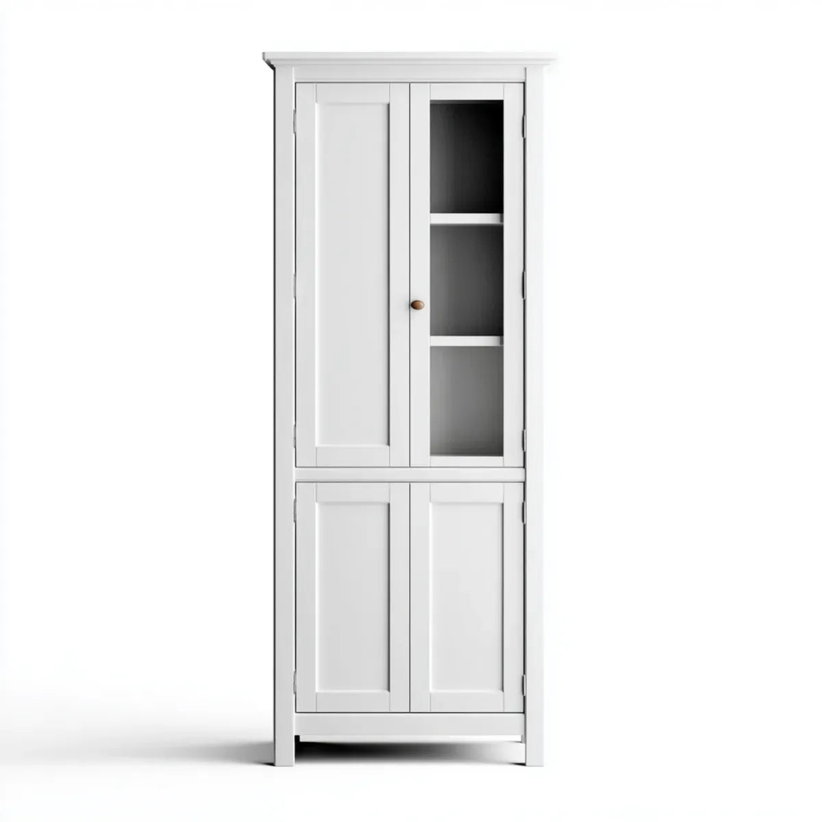 Szafka, Biała szafka na szafki łazienkowe z MDF i szkła 60 x 30 x 180 cm prostokątne z 4 drzwiami