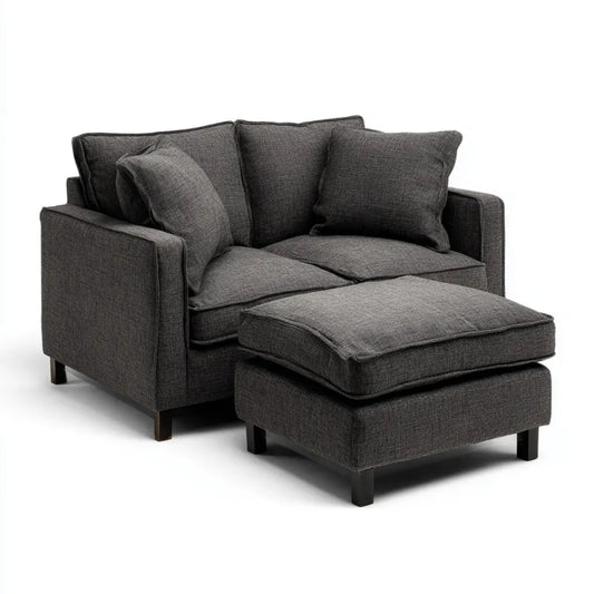 Sofa, Fotel holowniczy z antracytem szarym podnóżkiem w poliestrze i pianką 120 x 95 x 88 cm