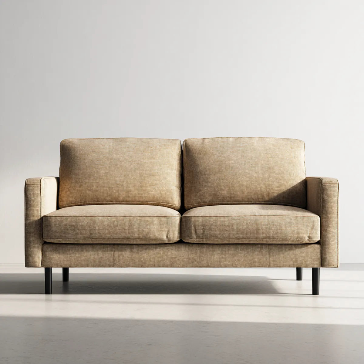 Sofa, Podwójna sofa beżowa 160 x 85 x 82 cm poliestrowe szkło proste