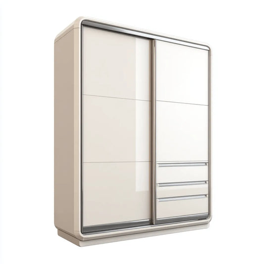 Szafa z 2 drzwi przesuwne biały i szary 160 x 60 x 200 cm w prostokątnym MDF