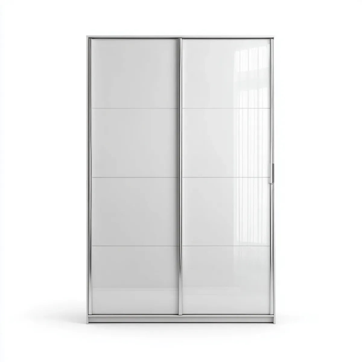 Szafa z 2 drzwi przesuwne biały połysk 120 x 60 x 200 cm hartowane szkło i prostokątna aluminium