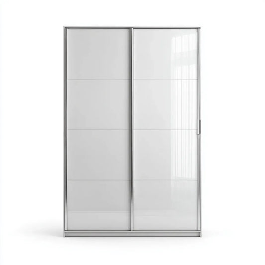 Szafa z 2 drzwi przesuwne biały połysk 120 x 60 x 200 cm hartowane szkło i prostokątna aluminium