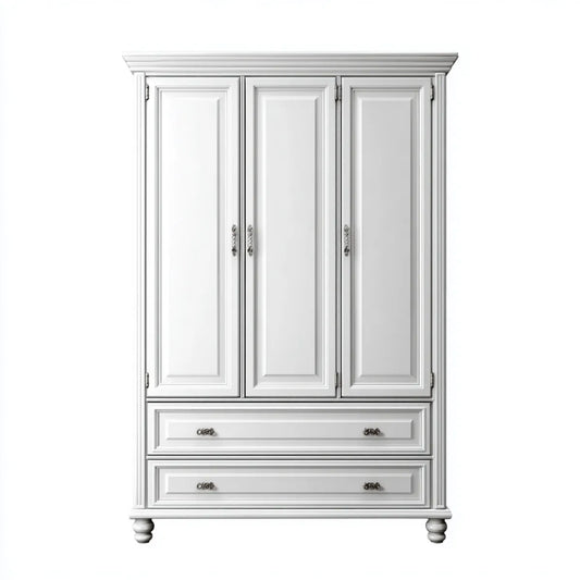 Szafa 3-drzwiowa 2 szuflady biały 150 x 60 x 220 cm prostokątna MDF