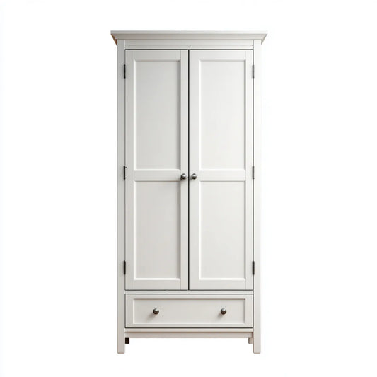 Szafa z 2 białymi drzwiami z szufladą w MDF 90 x 45 x 200 cm prostokątna
