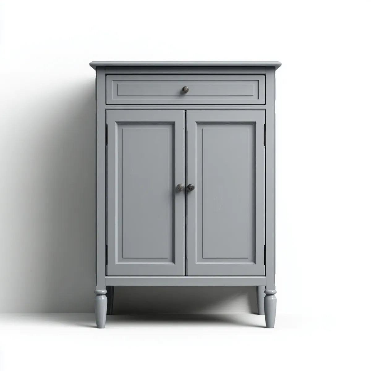 Szafka, Szara szafka do przechowywania łazienek w prostokątnym MDF 80 x 40 x 100 cm z 2 drzwiami i szufladą
