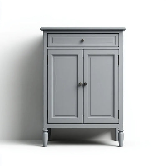 Szafka, Szara szafka do przechowywania łazienek w prostokątnym MDF 80 x 40 x 100 cm z 2 drzwiami i szufladą