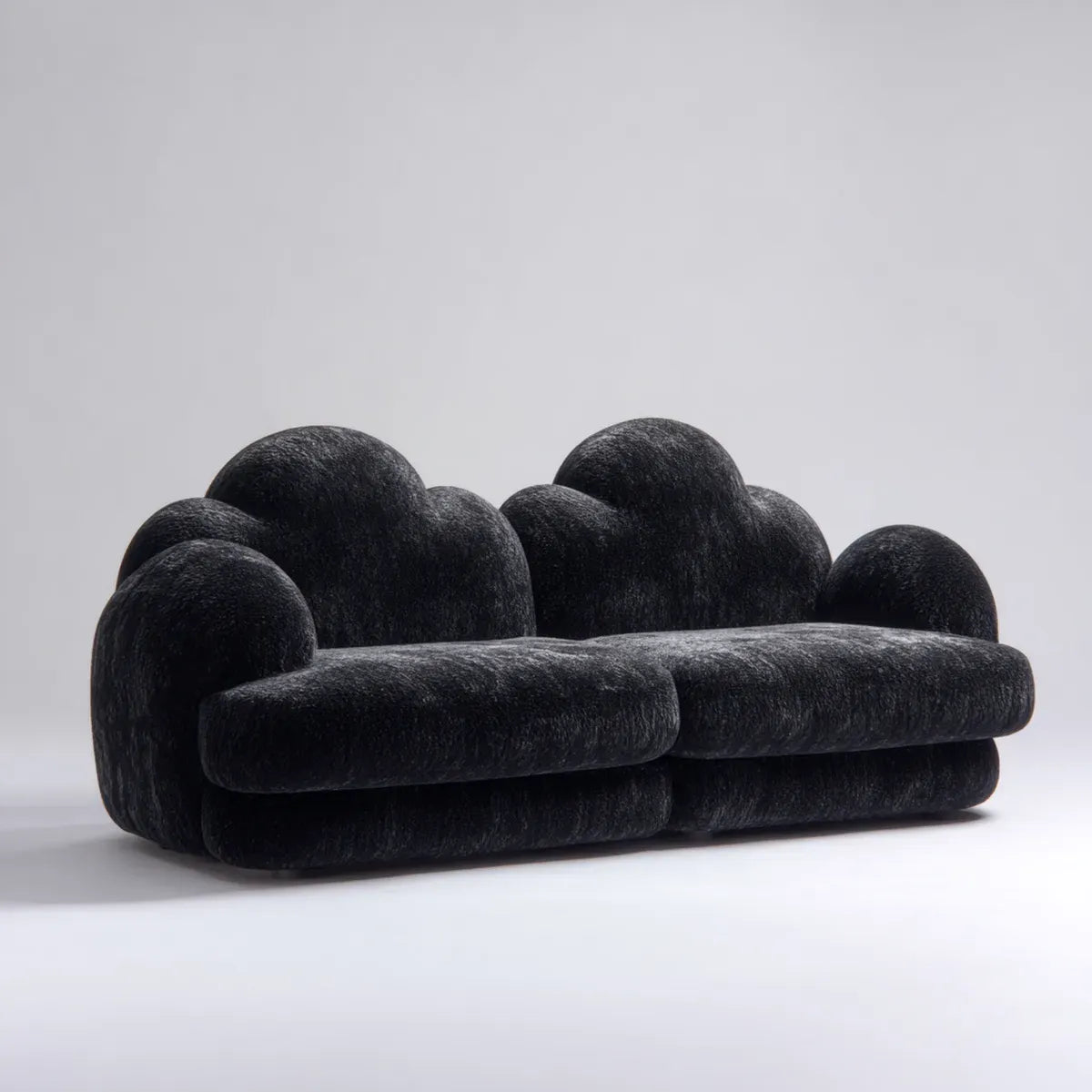 Sofa, Czarna sofa 3 fotelowa w kręconym kształcie poliestru, chmura 230 x 105 x 78 cm