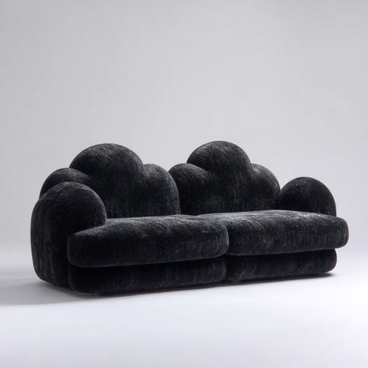 Sofa, Czarna sofa 3 fotelowa w kręconym kształcie poliestru, chmura 230 x 105 x 78 cm
