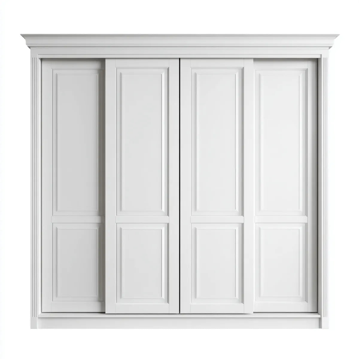 Szafa 4-drzwiowa przesuwne biały 300 x 65 x 240 cm MDF i prostokątna płyta wiórowa