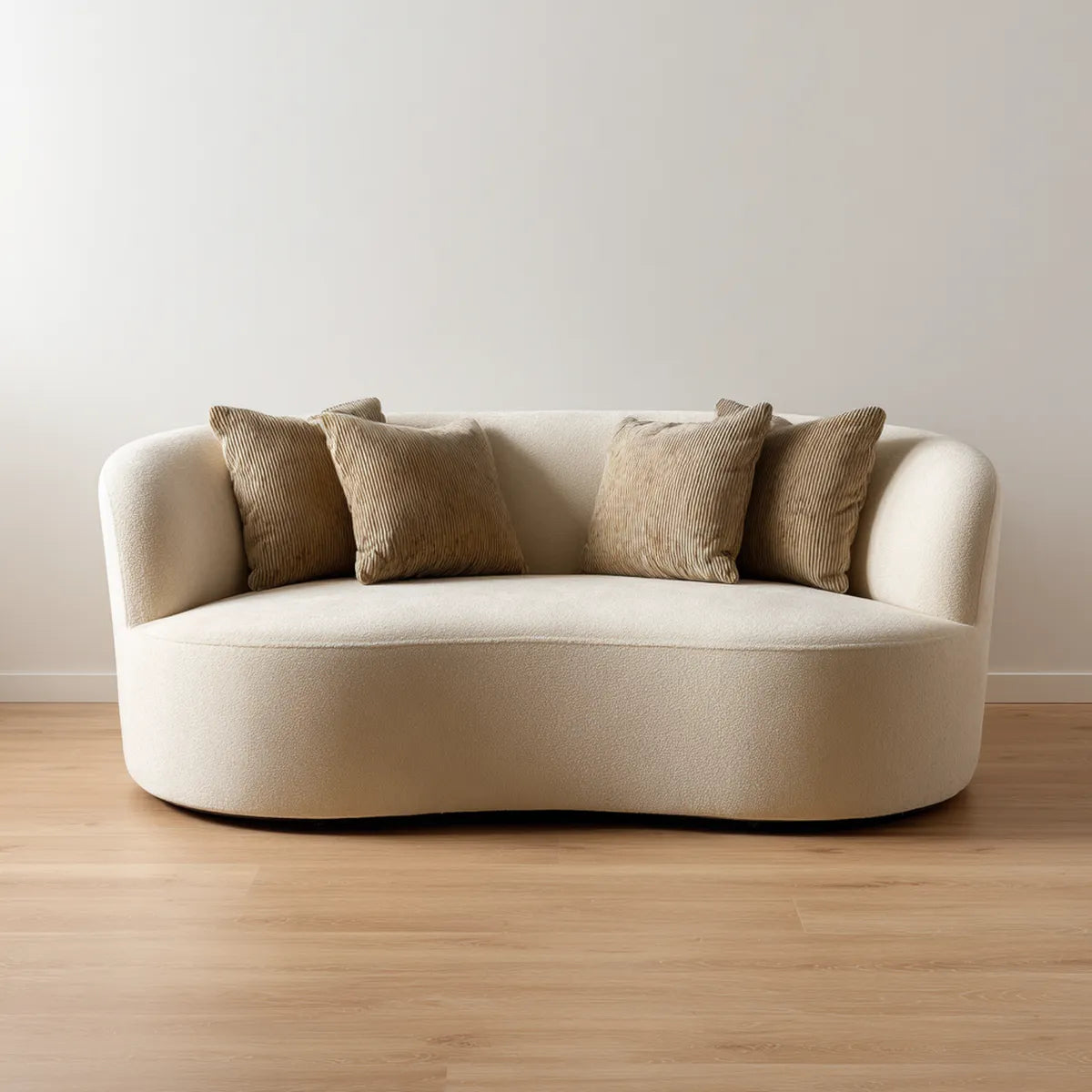 Sofa, 3 fotela z 4 poduszeczkami w poliestrowej klamrze okrągły kształt 180 x 90 x 75 cm