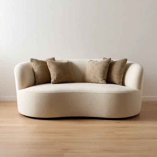 Sofa, 3 fotela z 4 poduszeczkami w poliestrowej klamrze okrągły kształt 180 x 90 x 75 cm