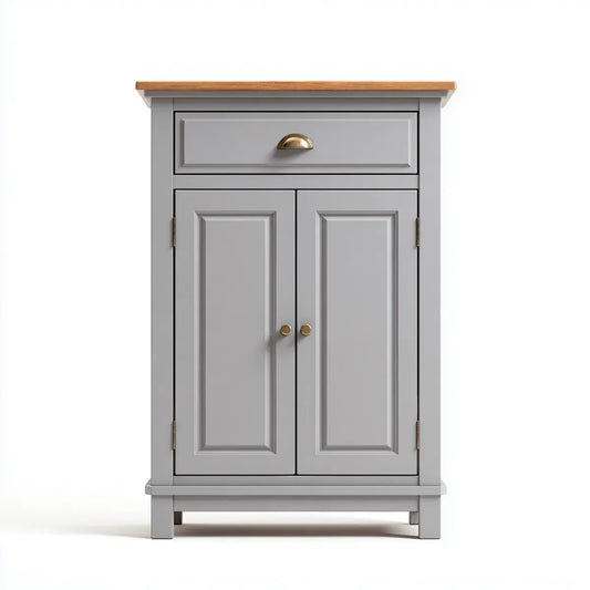 Szafka, Szara szafka do przechowywania łazienek 80 x 40 x 120 cm w MDF i litego prostokątnego drewna