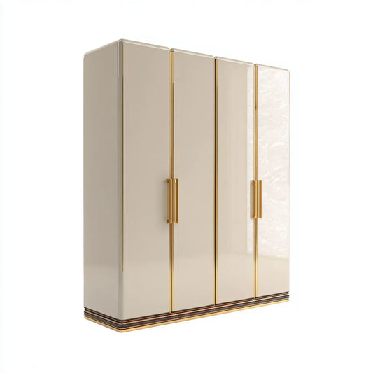 Szafa 4-drzwiowa krem Złoto 180 x 60 x 200 cm MDF prostokątna