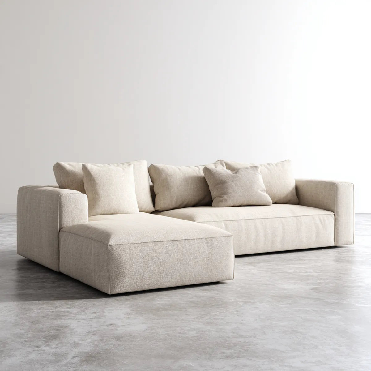 Sofa, 3 fotela z poliestru w kształcie kremu 260 x 165 x 75 cm