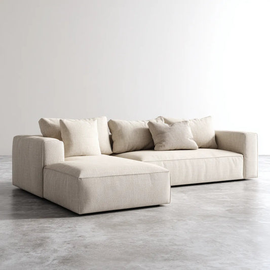 Sofa, 3 fotela z poliestru w kształcie kremu 260 x 165 x 75 cm