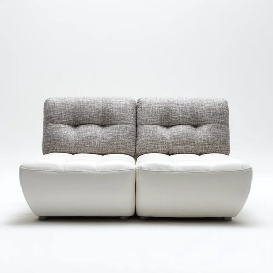 Sofa, Białe i szare modułowe 2 kanapa fotela w skórze PU i poliester 160 x 90 x 88 cm