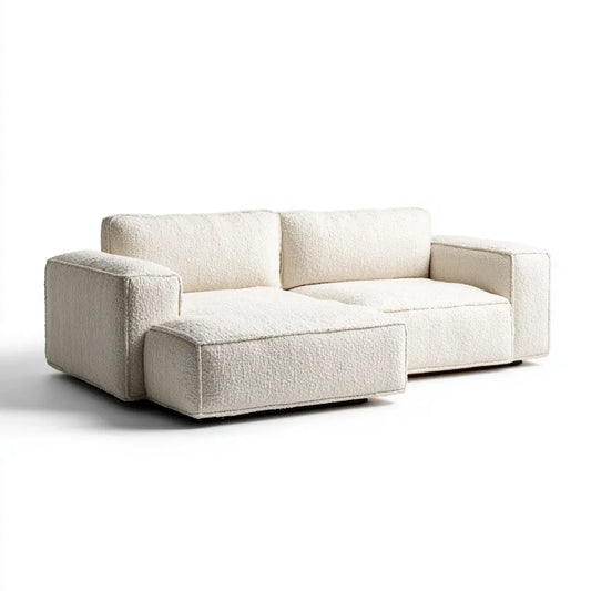 Sofa, Odwracalna kanapa narożna 3 fotele w poliestrowej klamrze z szezlongiem 235 x 155 x 82 cm