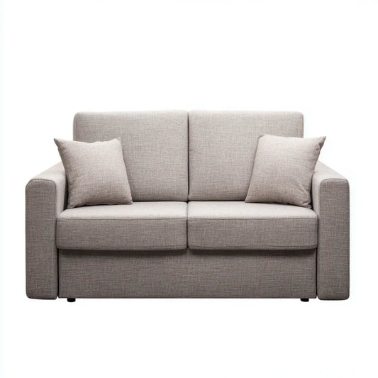 Sofa, 2 fotela prosta sofa beżowa szara poliester 160 x 90 x 85 cm