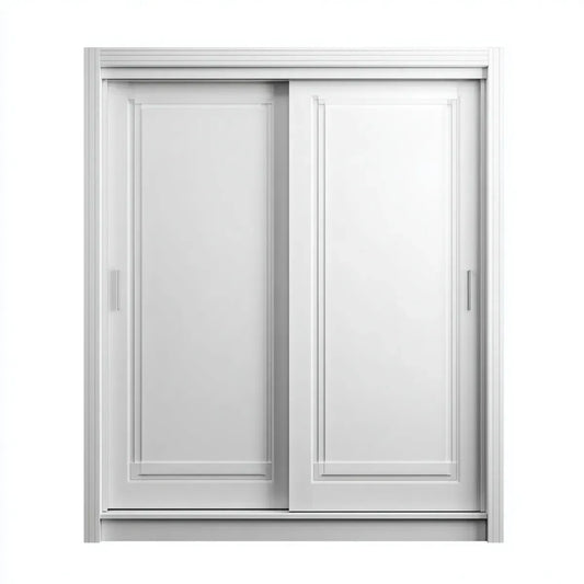 Szafa z 2 drzwiami przesuwnymi biały 180 x 60 x 220 cm w prostokątnym laminowanym MDF