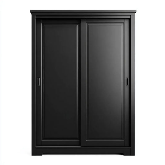 Szafa 2-drzwiowa przesuwne czarne 120 x 60 x 200 cm w prostokątnym MDF