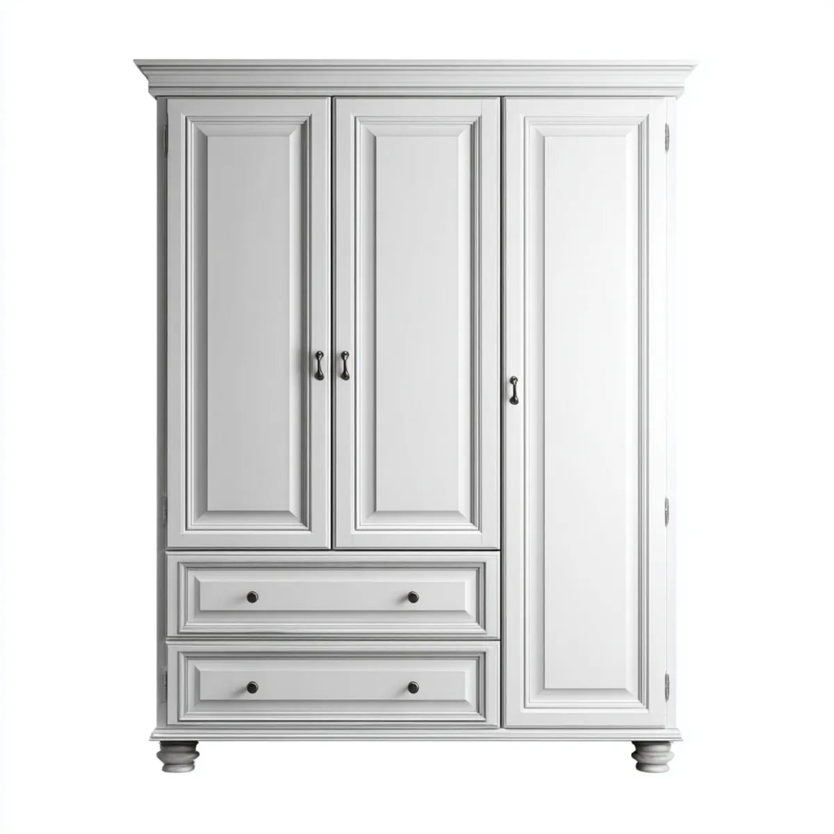 Szafa 3-drzwiowa szafa z 2 szufladami biały 150 x 60 x 200 cm w prostokątnym MDF