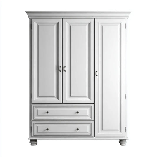 Szafa 3-drzwiowa szafa z 2 szufladami biały 150 x 60 x 200 cm w prostokątnym MDF