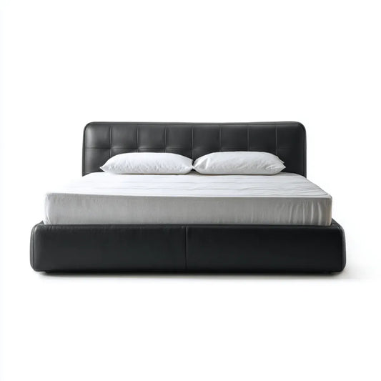 łóżko tapicerowane podwójne łóżko czarne 180 x 200 cm ze sztuczną pokrywą PU z skóry prostokątnej