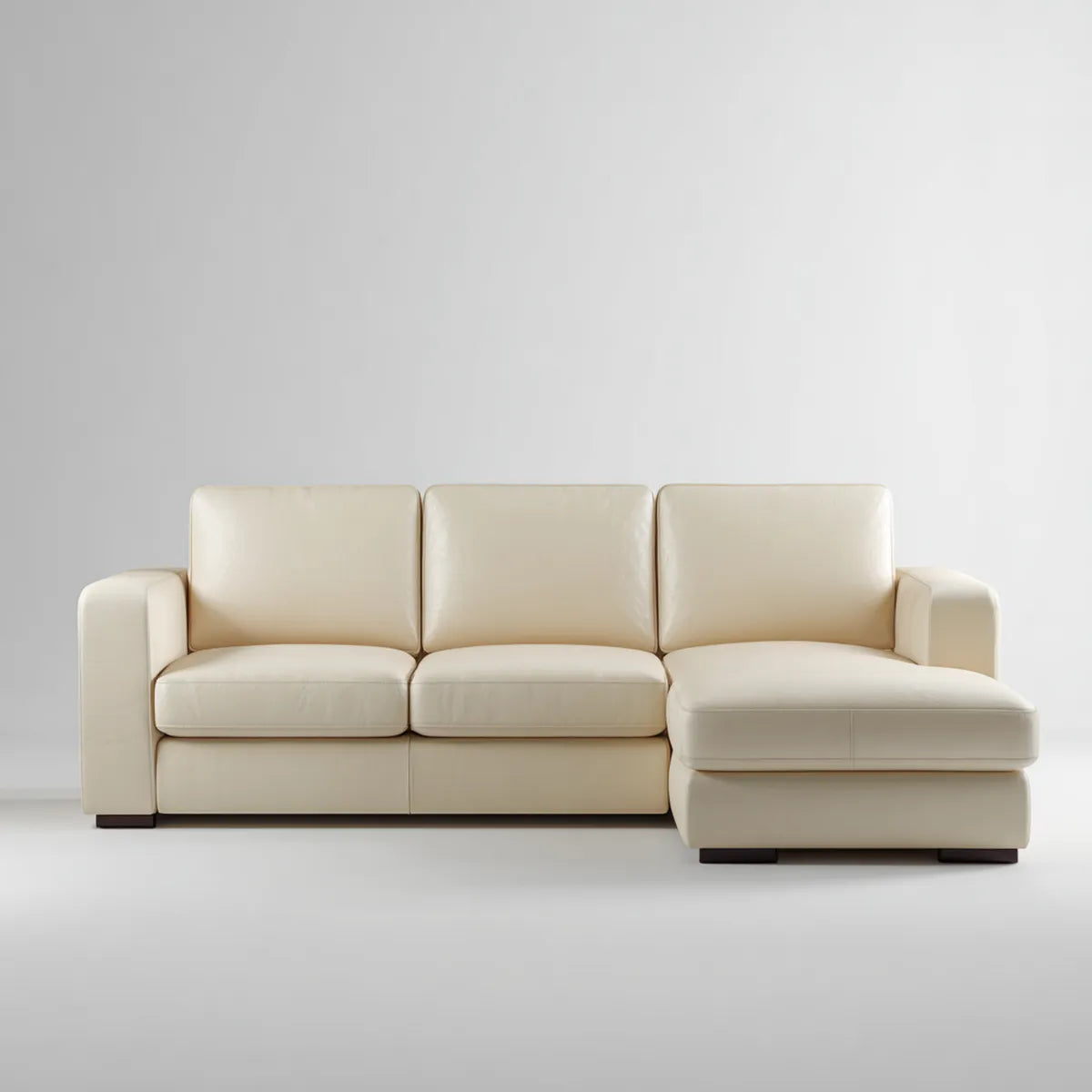 Sofa, 3 fotel prosto narożnik sofa syntetyczna skóra krem PU 260 x 155 x 85 cm