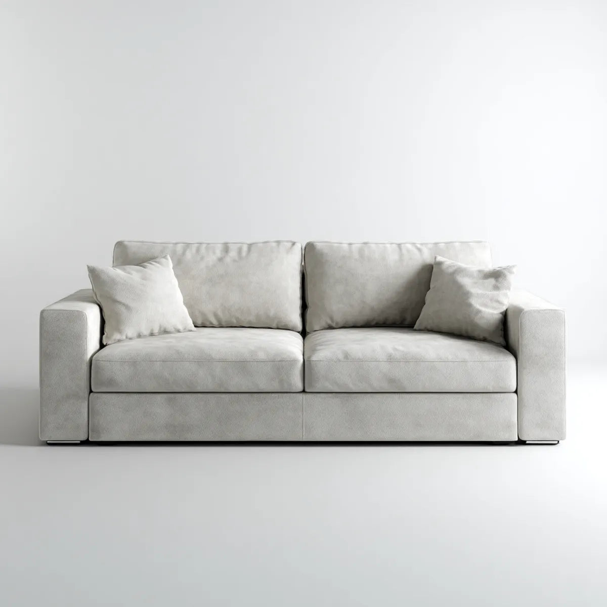 Sofa, 3 fotela prosta sofa jasnoszara 220 x 95 x 85 cm w prostokątnym kształcie poliestru