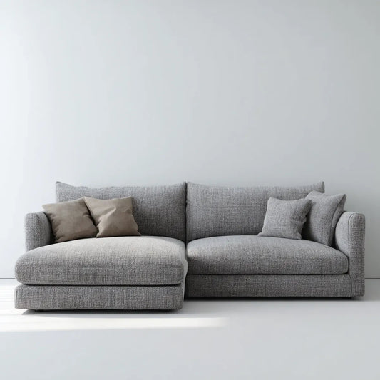 Sofa, 3 fotela poliestrowa szara sofa z lewym narożnikiem 280 x 160 x 85 cm
